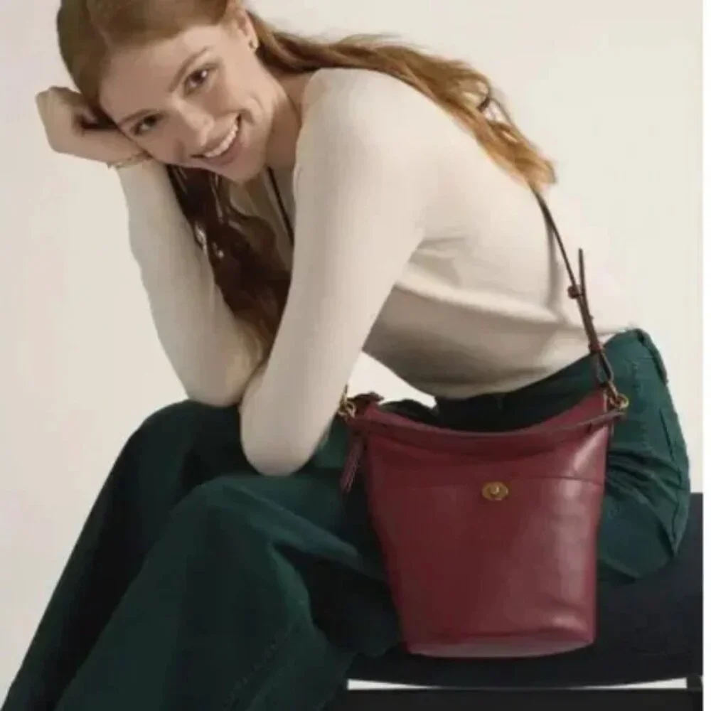 Fossil Talulla Red Velvet Brandy Leather NWT $230 Crossbody Hobo Bag